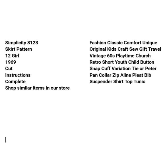 Vtg Simplicity 8123 Skirt Blouse Pattern 12 Girl 1969 Variation Bib Suspender - Picture 3 of 6